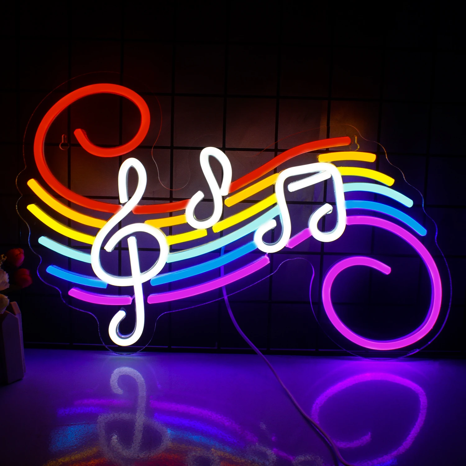 Colorful Musical Notes Neon Signs LED Light for Bedroom Cute Wall Decor Music Home Decor Bar Atmosphere Light Disco Party Neon