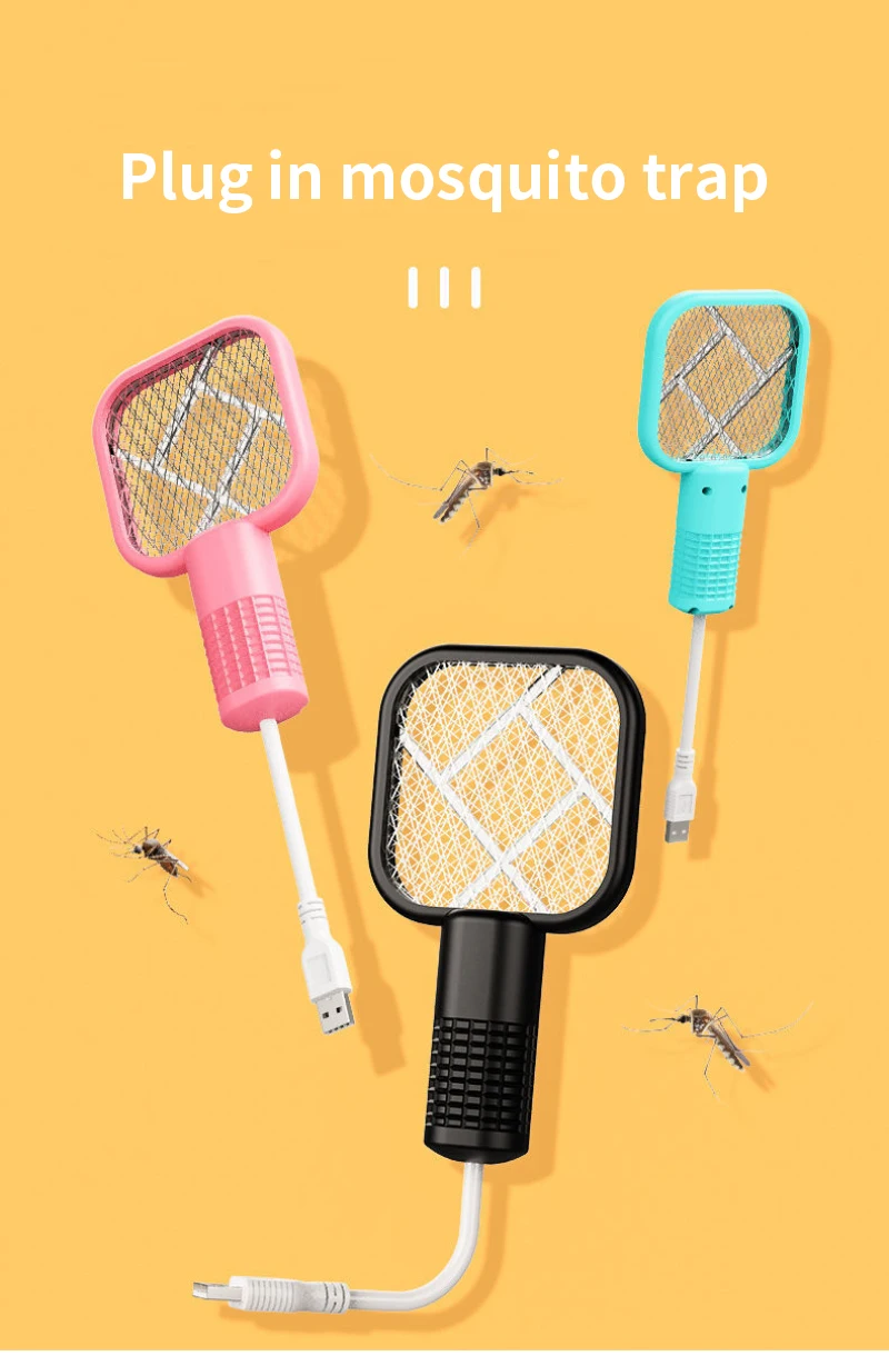 Description Picture 2 of itemUSB Mini Electric Mosquito Swatter UV Light Fly Bug Zapper Insect Racket Rechargeable Summer Fly Swatters Trap For Home Outdoor