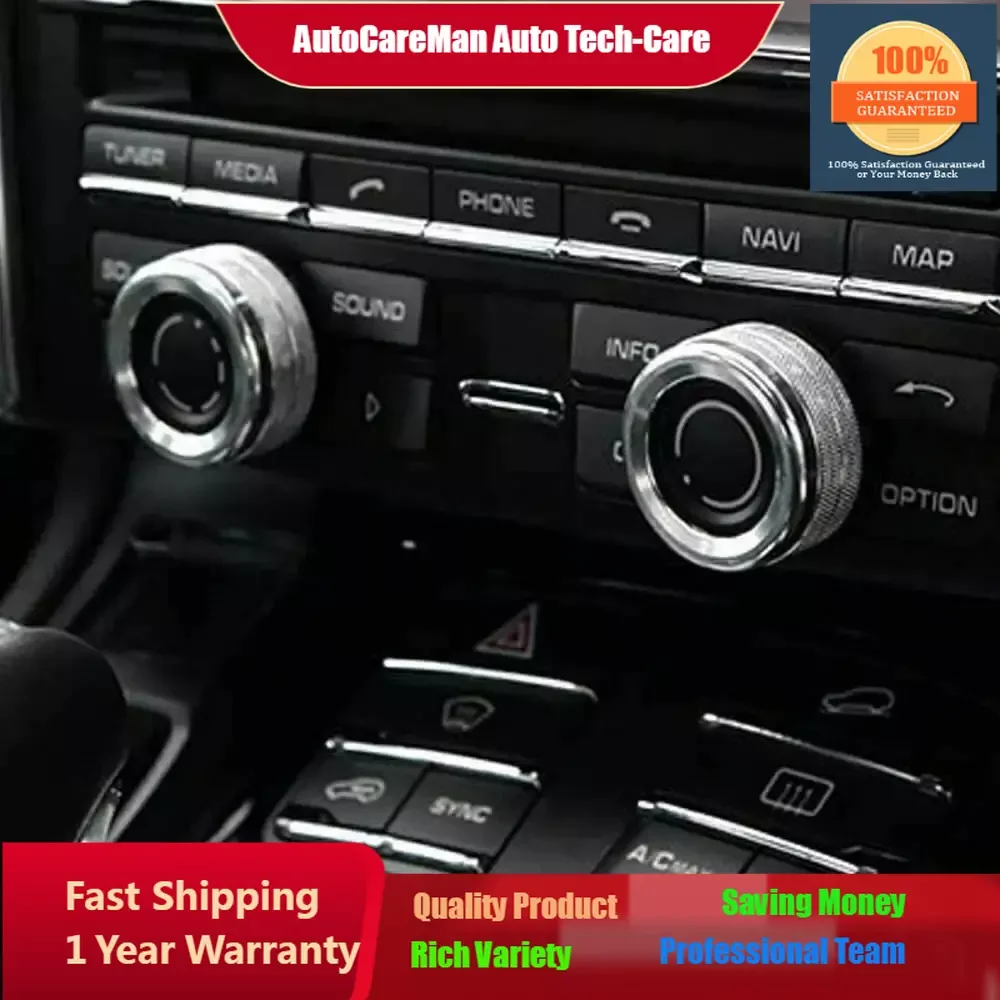 

2PCS Chrome Volume Radio Knob Covers Fit for Porsche 911 Cayenne Macan 718 (Silver)