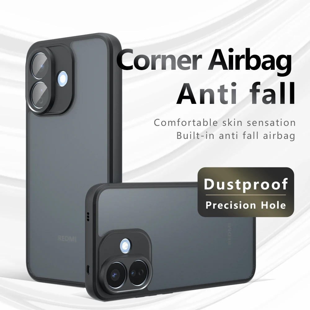 Shockproof Translucent Matte Phone Case with Skin Feel TPU Frame