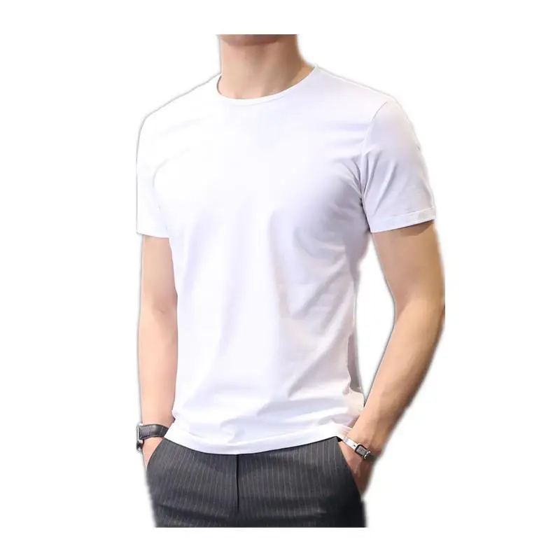 

2022 Summer Solid Basic T-shirt Men Skinny O-neck Cotton Slim Fit tshirt Male High Quality Breathable Short Sleeved Solid Tee
