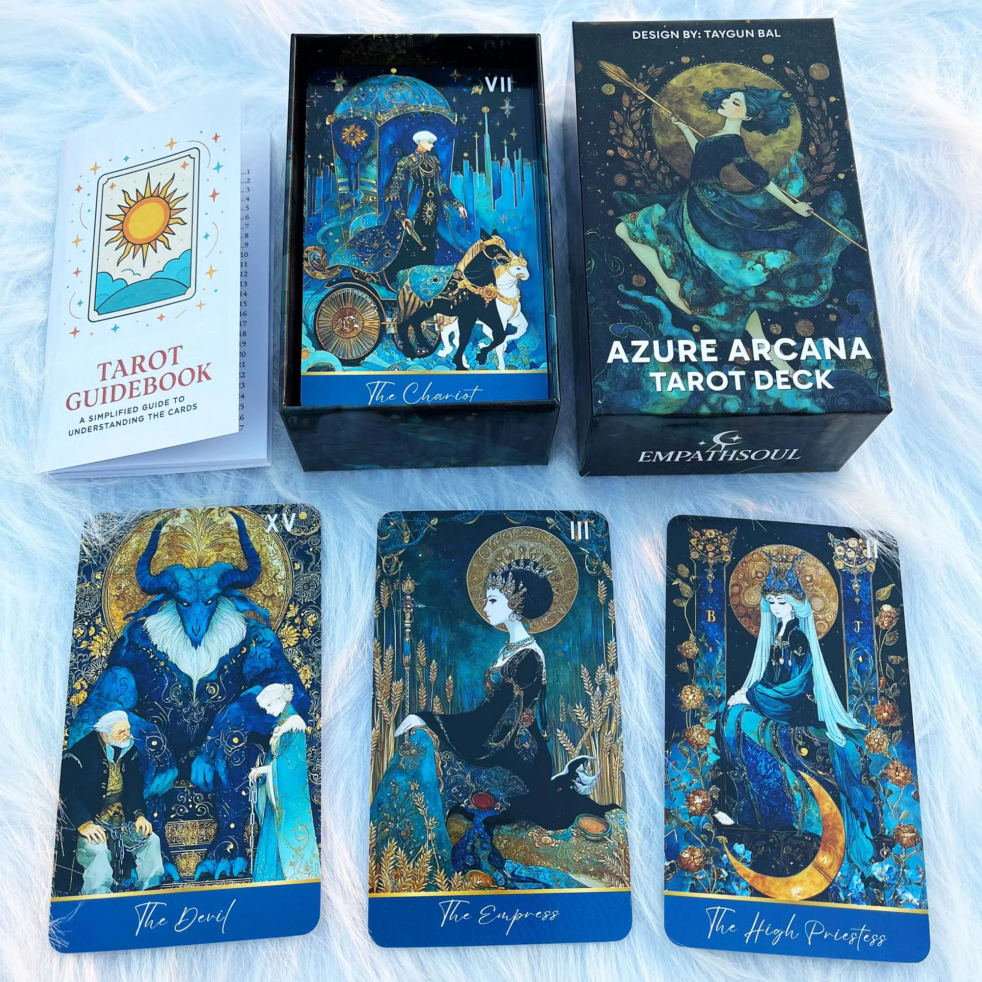Azure Arcana Tarot Cards Set, 78 Cards 13x8cm, Includes Paper