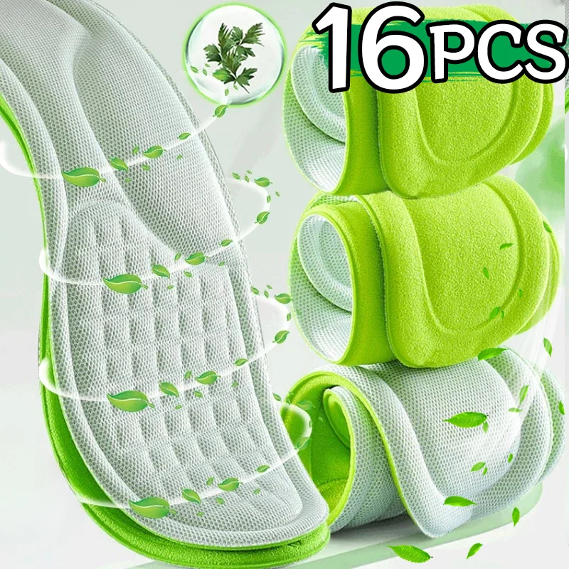 2/16Pcs Unisex Memory Foam Orthopedic Insoles Men New Absorb-Sweat Massage Sneakers Insole Soft Antibacterial Shoe Accessories Orthopedic Insoles