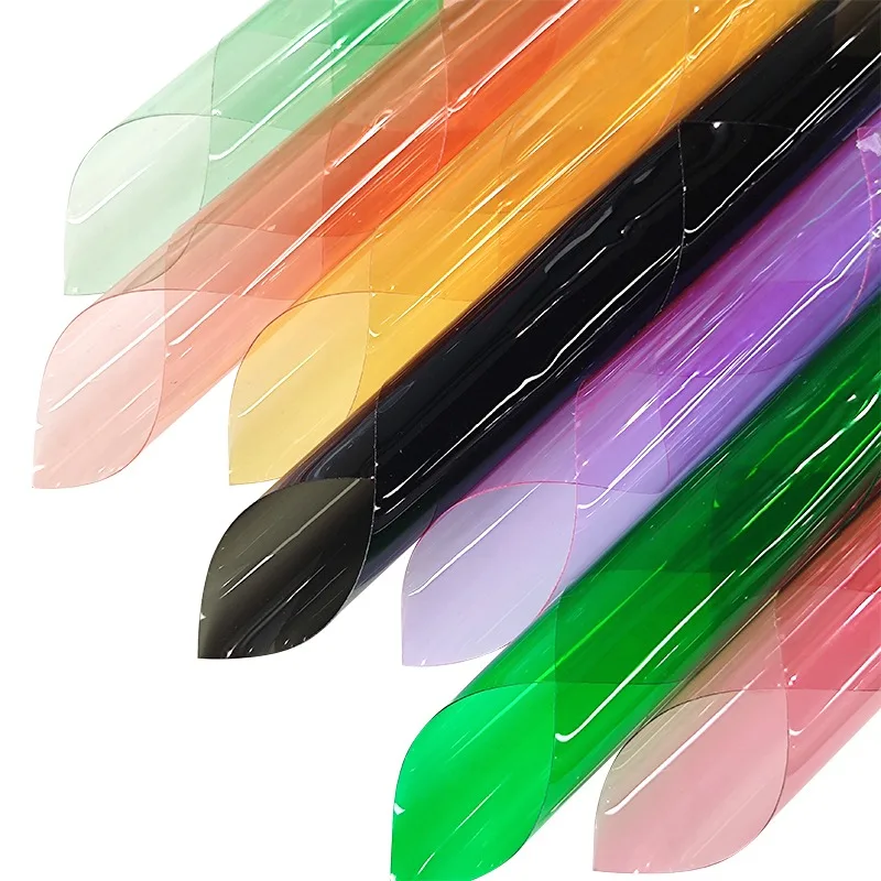 

PVC Solid Color Clear Holographic Smooth Vinyl Faux Leather Sheets for Making Bows Earrings Bags DIY Crafts 46*135cm