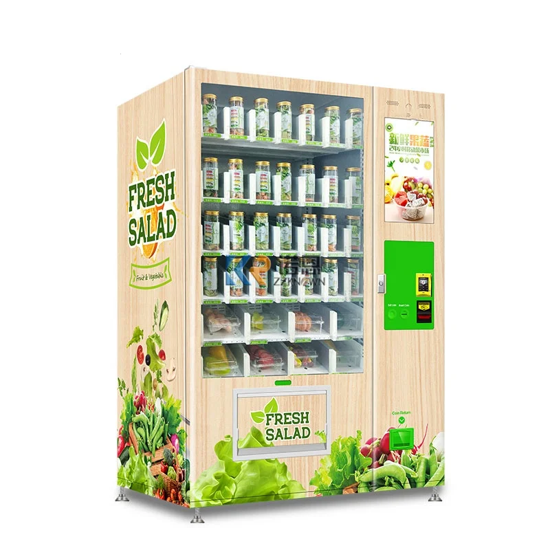 Lift System Refrigerator Cupcake Vending Machine Salad Fresh Food Vending Machine With Touch Screen