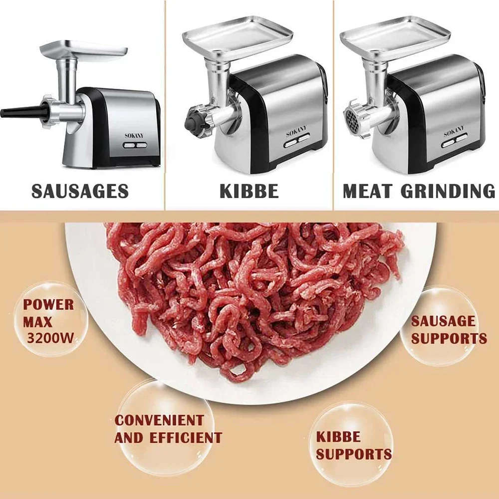 Electric Meat Grinder, Heavy Duty Meat Mincer, Sausage Stuffer Maker,Stainless Steel Cutting Blade 3200W Food Grinder Mixers 2