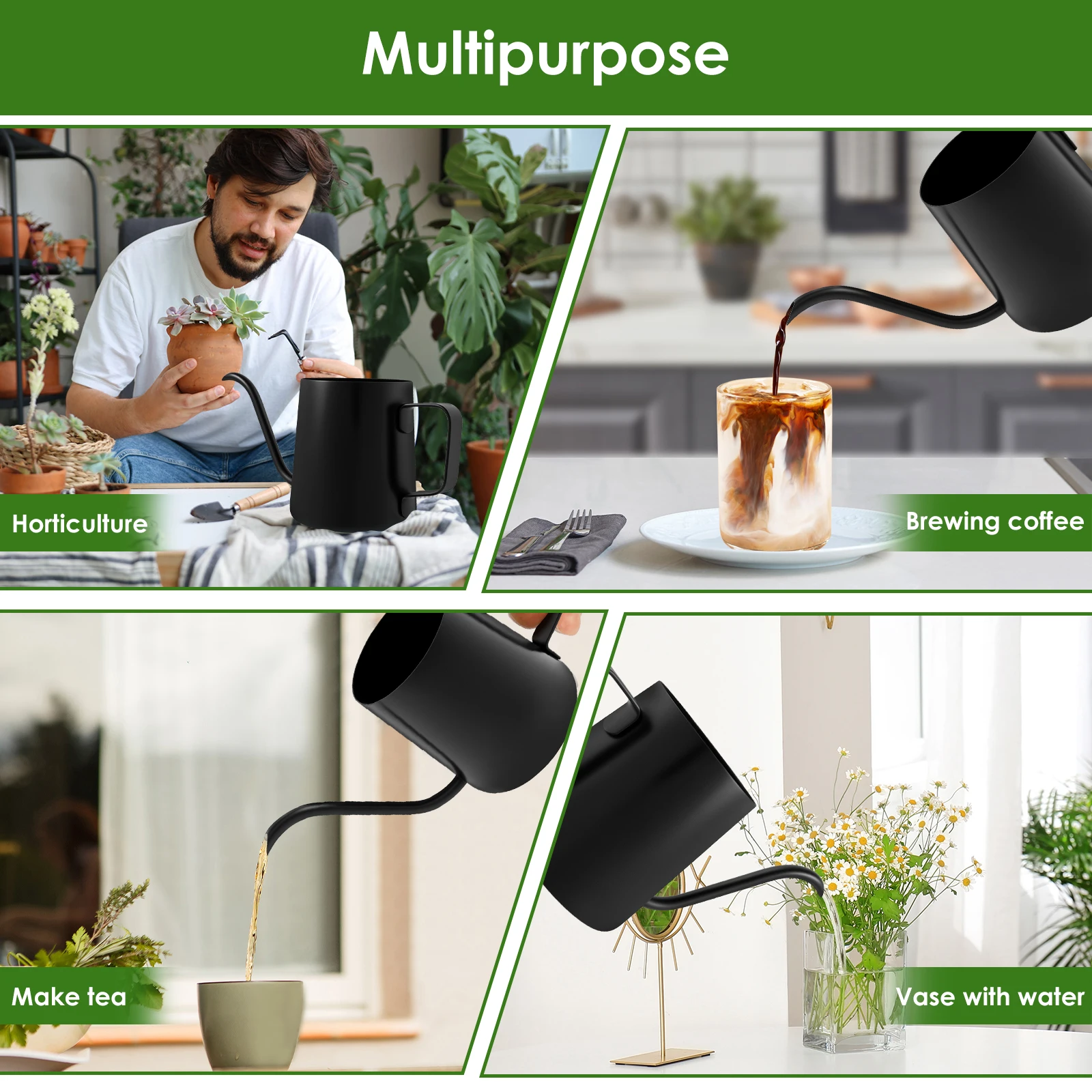 350ML Long Mouth Watering Can Flower Gardening Tool Nordic Style Garden Flower Pot for Indoor Outdoor Bonsai Plant Shower