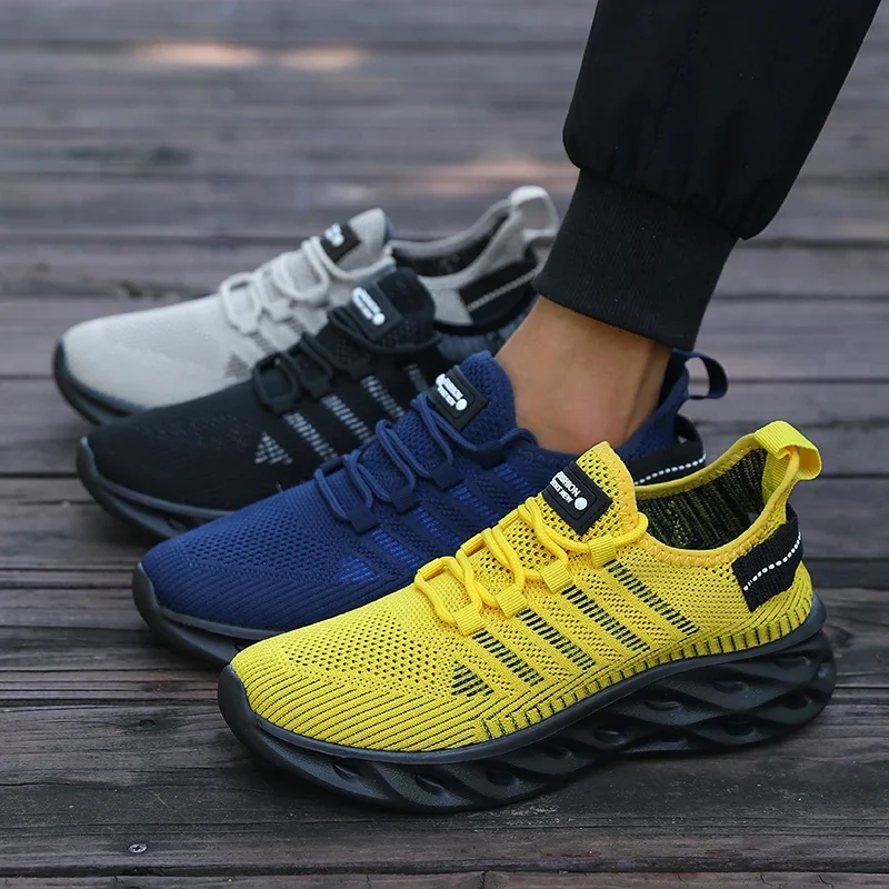 Men's Grey Road Running Shoes Lightweight Jogging Outdoor Mesh Casual Shoes Breathable Comfortable Non Slip Lace Up Sneakers