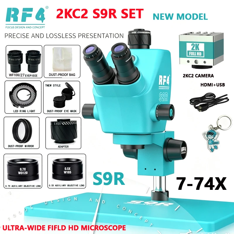 RF4 S9R Trinocular Stereo Microscope 7-74X 2 RF4 S9R Trinocular Stereo Microscope 7-74X 2