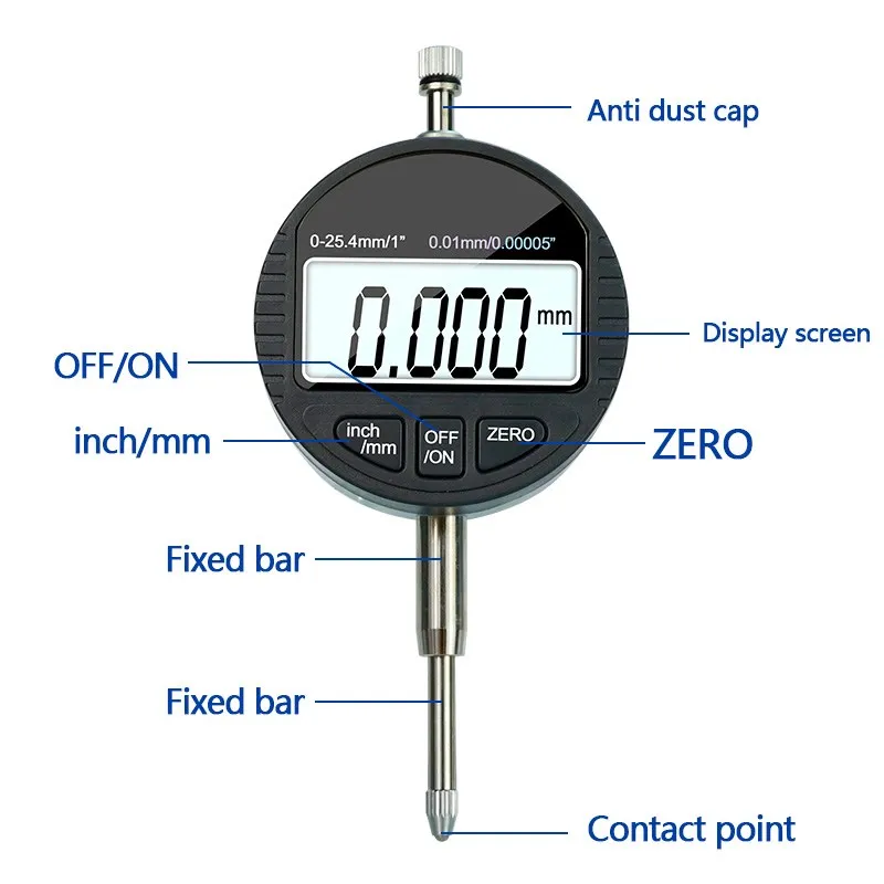 XUNTOP Digitale Diktemeter 0-12,7mm, Diktemeter met Hoge Precisie
