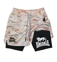 LONSDALE Summer Fashion Sports Running Shorts Men's 2 in 1 Quick Dry Workout Training Gym Fitness jogging shorts 2