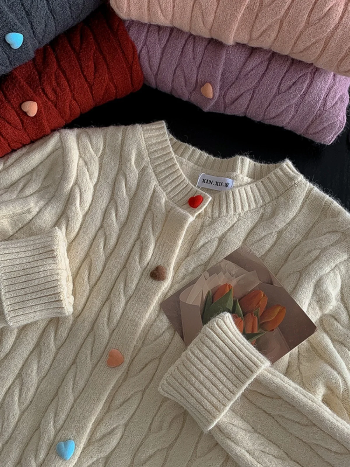 뜨개질 부드러운 혼방 양모 크로셰 실, 수제 DIY 스카프 코트 아기 담요 10 패션 느슨한 실 캐주얼 카디건 스웨터 2024 봄 새로운 한국 스타일 여성 의류 긴 소매 모든 매칭 니트 패션