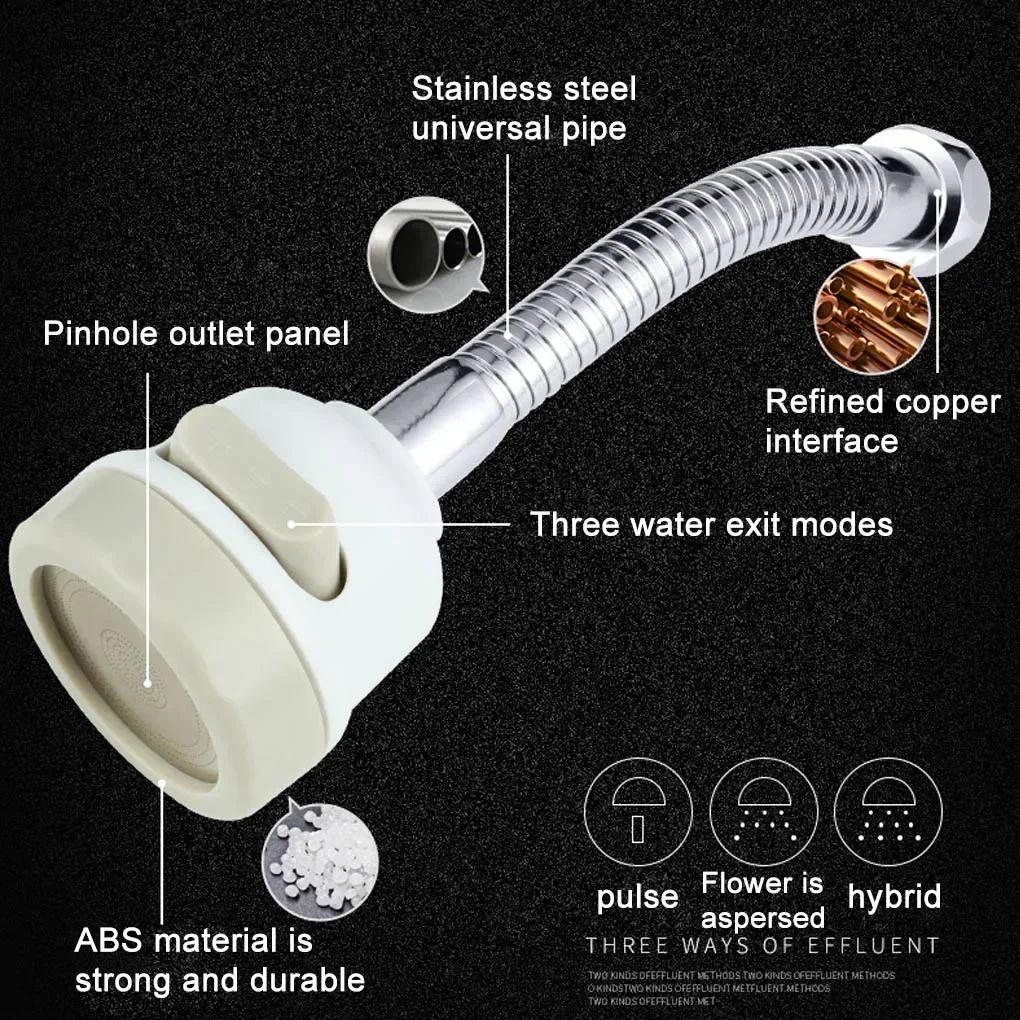 360 Degree Rotate Kitchen Faucet 3 Modes Aerator Faucet Water Saving Filter Extender Adapter Nozzle For Sink Faucet Accessories