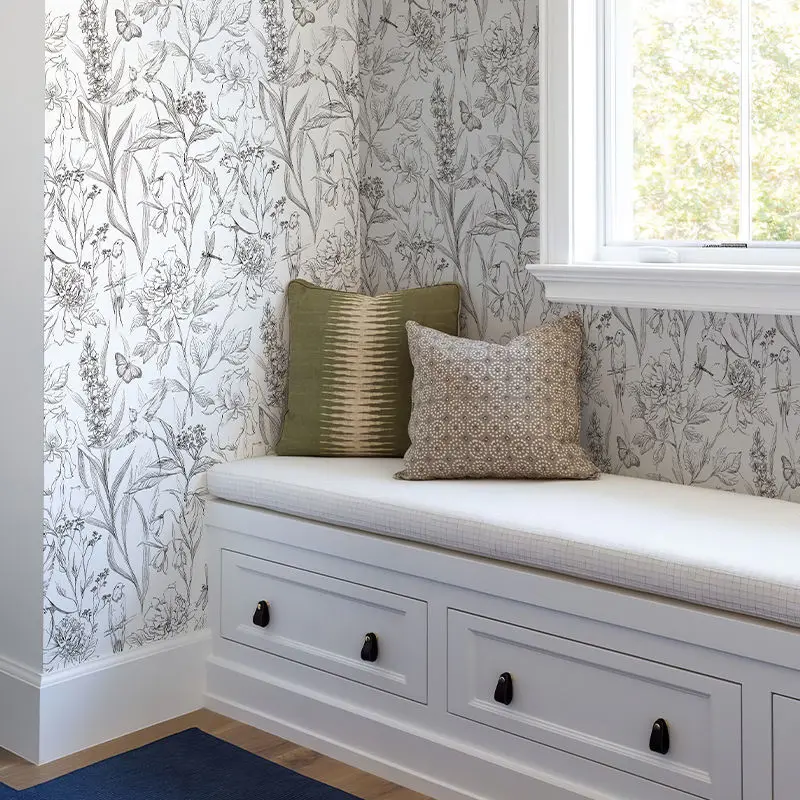Adesivo Impermeável do Esboço do Vento Papel de Parede Adesivo Armários de Móveis Espessamento Adesivos de Parede do Quarto Renovado Preto e Branco