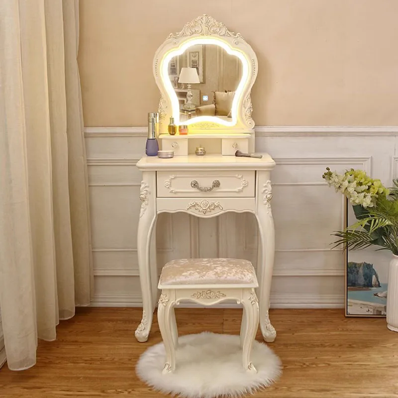 

Modern Makeup Storage Cabinet Vanity Desk Stool Mirror Vanities Organizer Dressing Table White Mueble De Dormitorio Furnitures