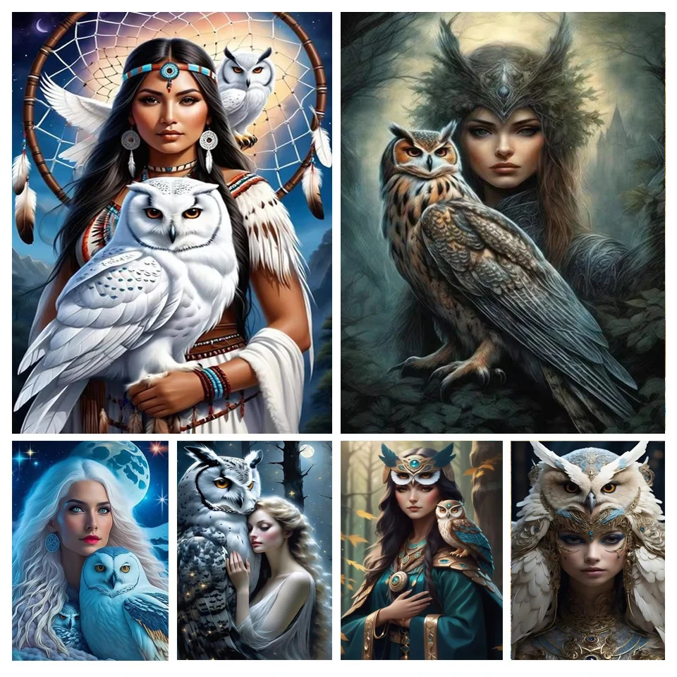 Acchiappasogni donna indiana e gufo bianco 5D pittura diamante fai da te  elfo magico nuovo 2024 punto croce mosaico diamante ricamo vendita -  AliExpress, image size:960x960