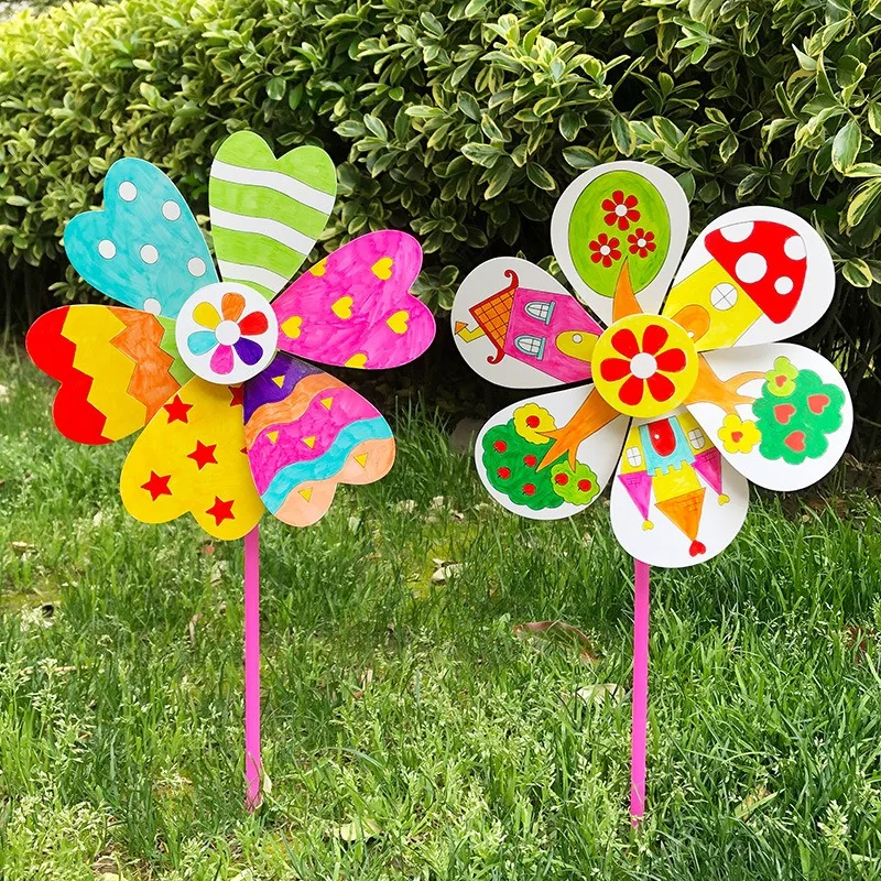 

1Pcs Blank Windmill DIY Painting Graffiti Color Puzzle Toy Handmade Art Material Painting Graffiti Color Puzzle Toy Creative Toy