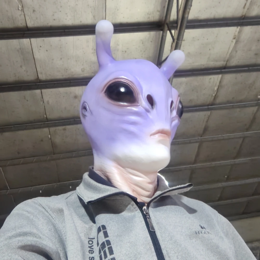 외계인 마스크 장갑 코스프레 UFO 몬스터 해골 라텍스 헬멧, 손 할로윈 원피스 파티 코스튬 소품, 51 보라색 영역