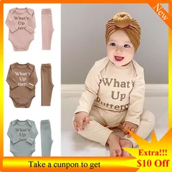 Ensemble 2 pièces body et pantalon en coton pour bébés garçons et filles, combinaison à manches longues pour nouveau nés, vêtements Boutique pour enfants 