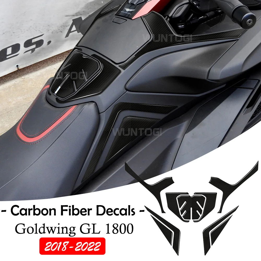 GL1800 3D Fuel Tank Stickers For Honda Goldwing GL 1800 gl1800 2018-2022 Accessories Carbon Fiber Anti-slip Stickers Decals