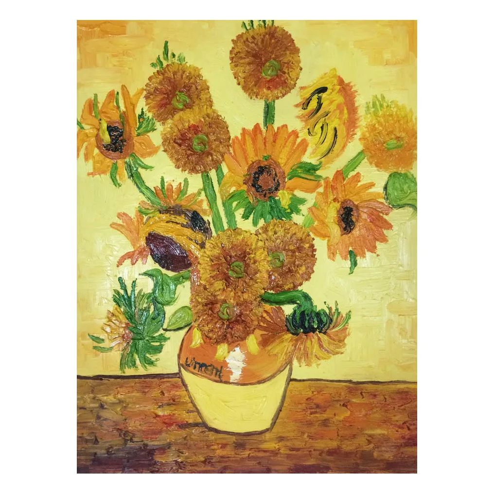 

Decorative Painting & Calligraphy: Hand-Painted Oil Art for Foyer, Study, Hallway with Sunflowers - European, Modern, Minimalist