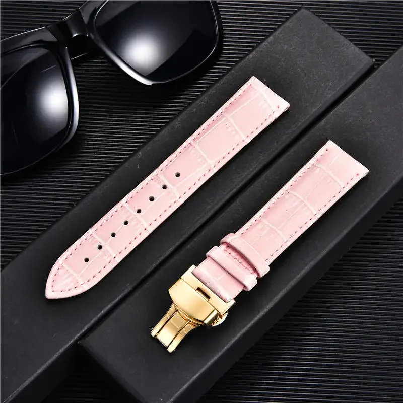High-Quality Bamboo Pattern Watch Strap with Butterfly Buckle - Multi-Color Options
