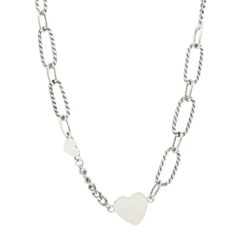 14K Gold Plated Chunky Chain Love Heart Pendant Necklace for Women Fashion Statement Paperclip Chain Choker Party Jewelry Gift