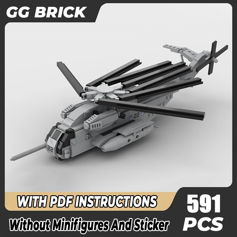 

Moc Building Blocks Military Series 1:72 Scale CH-53E Helicopter Model Technology Bricks DIY Assembly Famous Airplane Toys Gifts