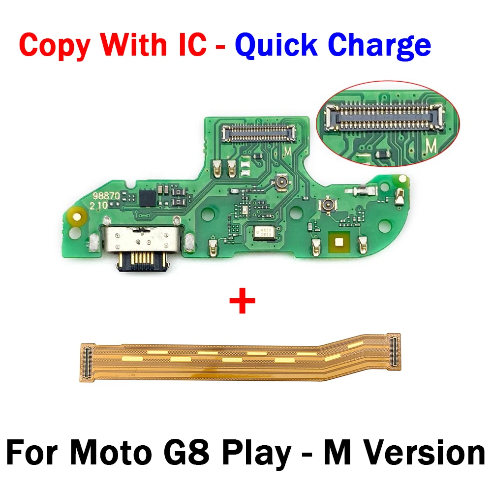 Tested USB Charging Port Mic Microphone Dock Connector Board + Mian Flex Cable For Motorola G9 Power G8 G9 Plus G7 Power G6 Play