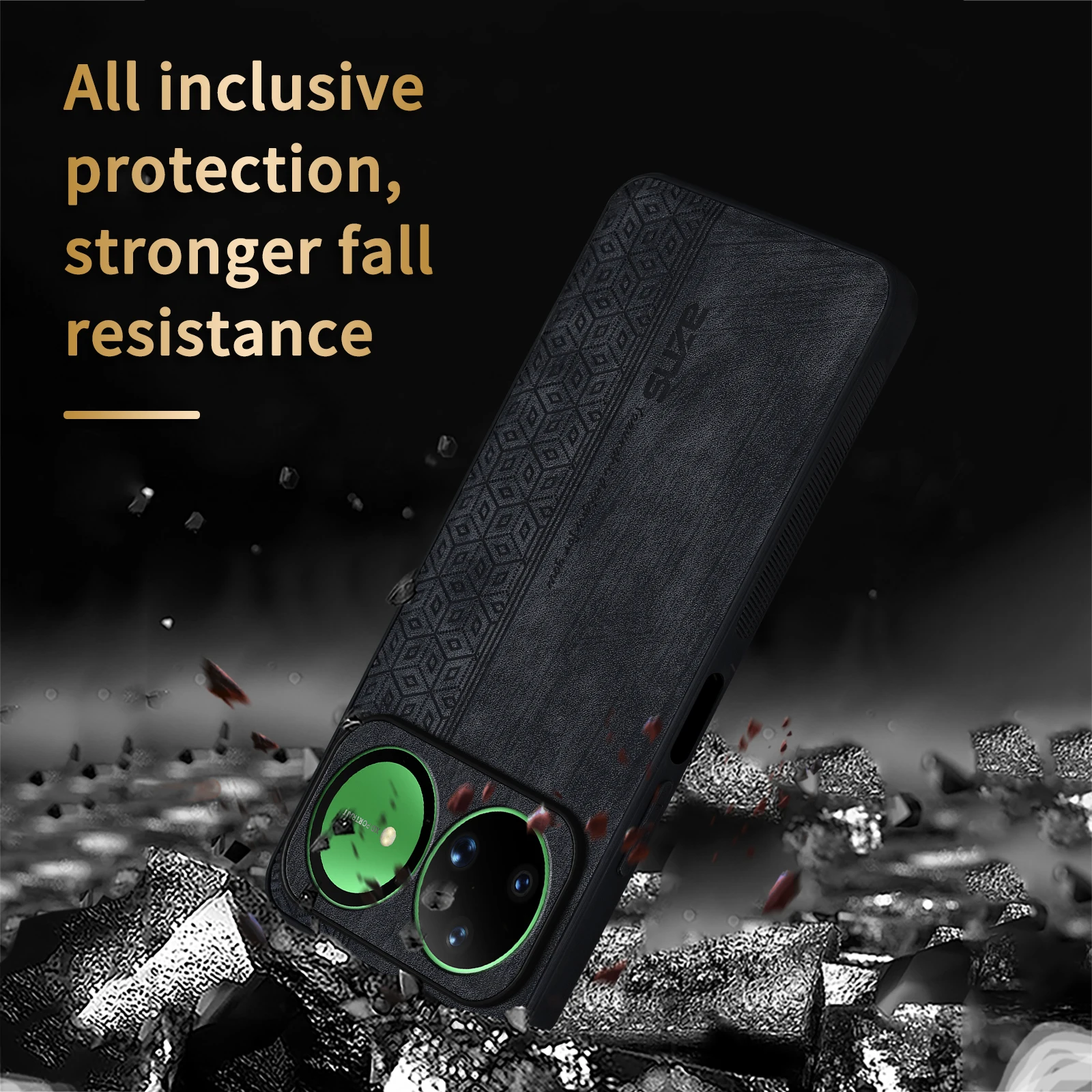 Shockproof Leather Phone Case Bumper with Skin Feel - Premium Back Cover