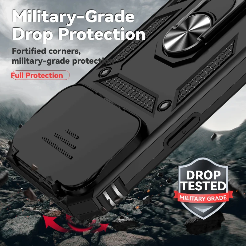 Shockproof Armor Phone Case with Slide Camera Protection and Enhanced Durability