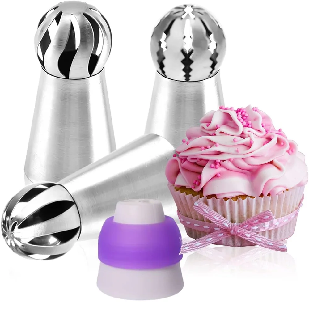Stainless Steel Cake Icing Nozzles 4Pcs/Set Russian Pastry Icing Piping Nozzles Kit Cake Decorating Tools Baking Pastry Tools
