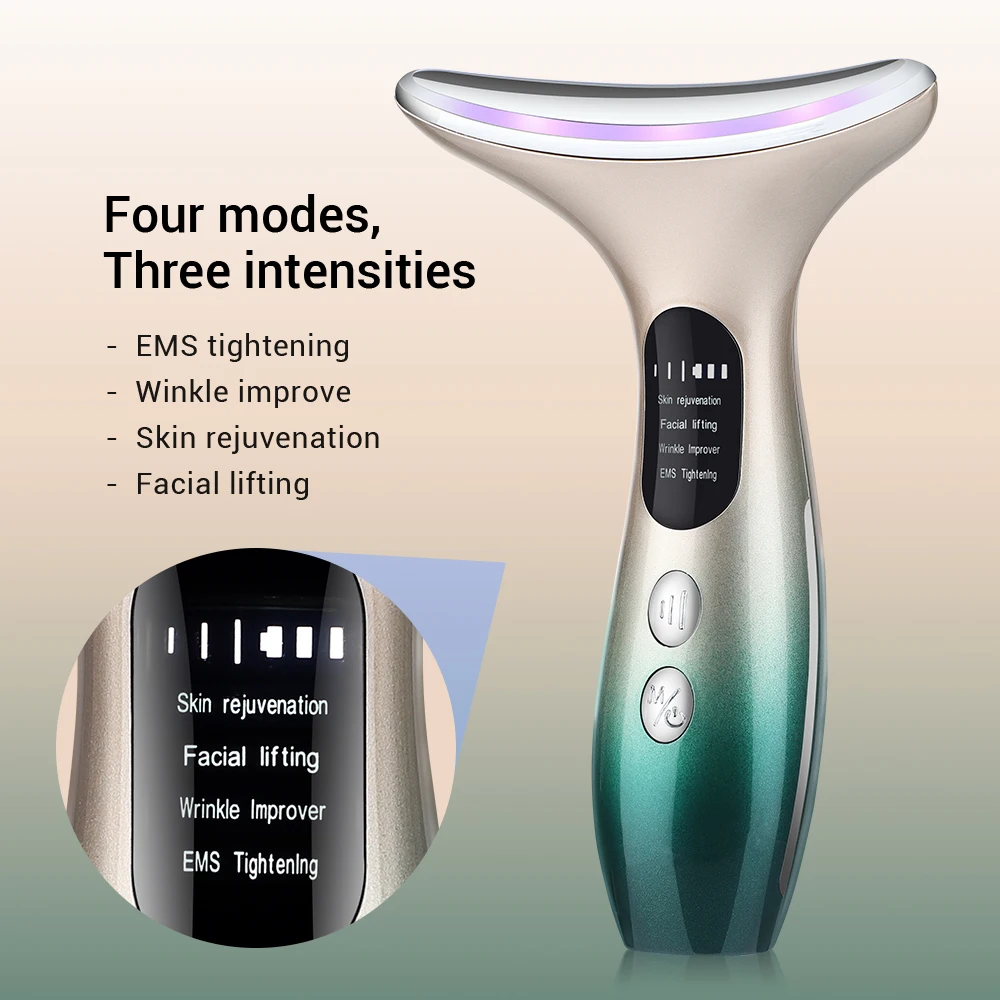 Neck Face Massager Electrotherapy Skin Care Tool EMS Microcurrent Face Neck Beauty Device Massager LED Photon Rejuvenation Skin Lifting Machine Anti Wrinkle Reduce Double Chin