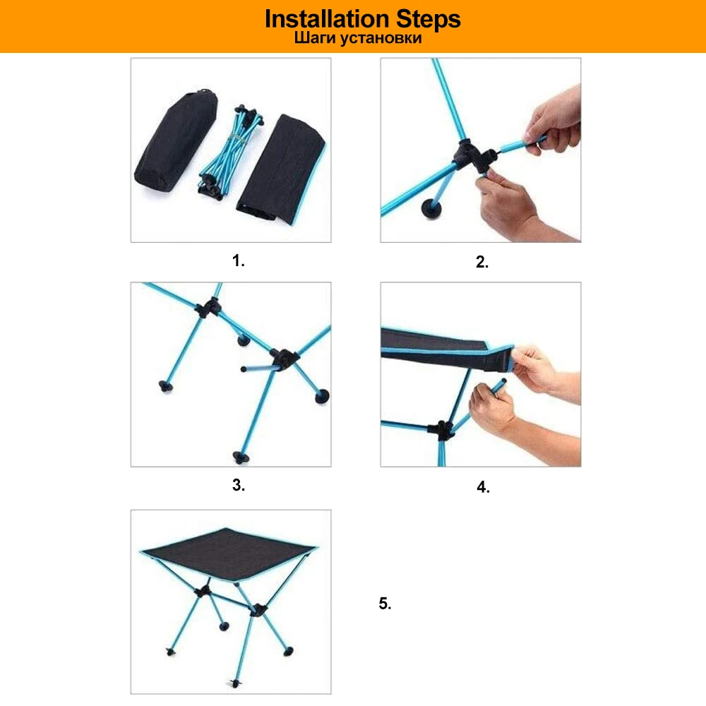 HooRu Ultralight Folding Table Outdoor Portable Detachable Desk Backpacking for Beach Camping Travelling Fishing Tools Furniture Foldable Table