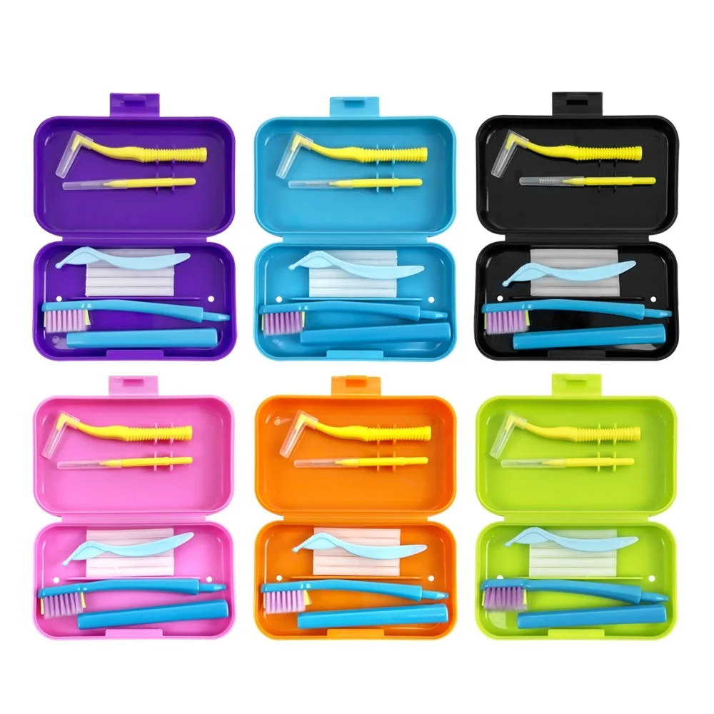 Orthodontic Oral Care Kit Portable Toothbrush Box Foldable Toothbrush Interdental Brush Teeth Whitening Tool toothbrush holder toothbrush case toothbrush storage box