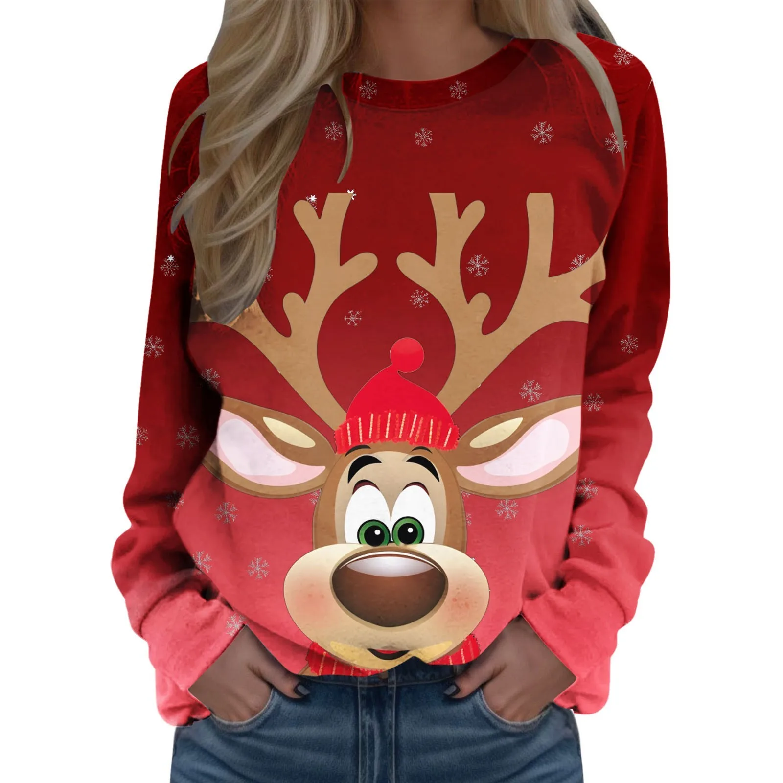 

Cartoon element print Women's sports shirt 2023 Autumn new women's round neck sweater versatile comfortable women's hood