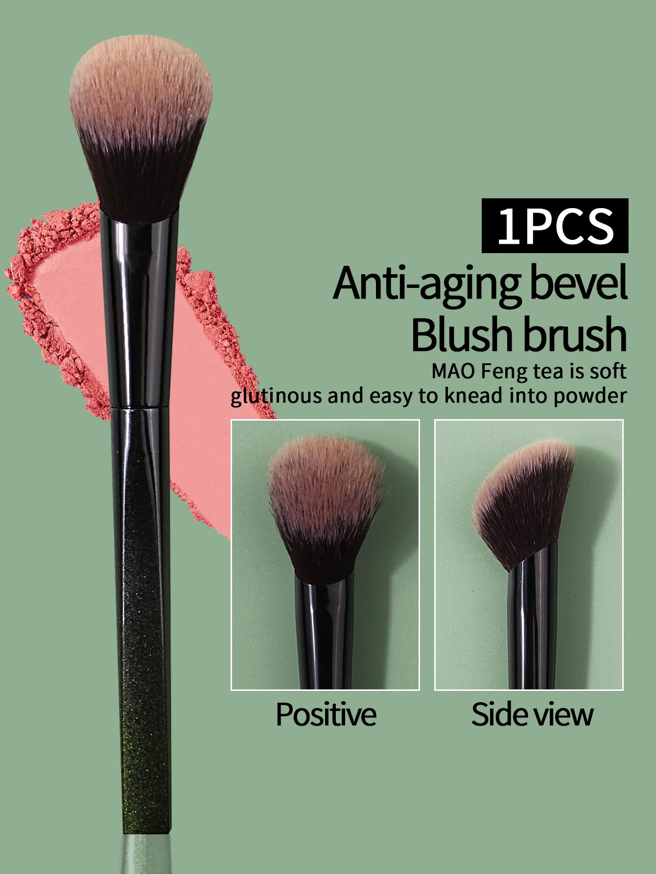 New 1PCS angled contour brush, blush brush, highlight brush, multi-functional facial makeup brush, beginner's beauty tool 2