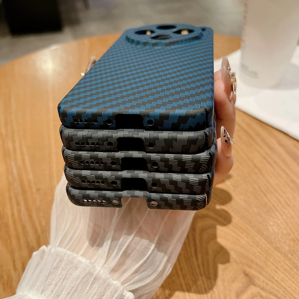 Slim Carbon Fiber Pattern PC Hard Case with Camera Protection, Durable Phone Cover