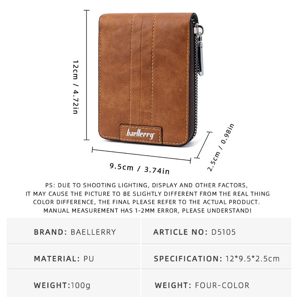 Baellerry RfID Blocking Long Wallet for Men, Anti-Theft PU Leather with 6 Card Organizer & Coin Zipper, Business