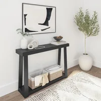 Solid Wood Console Table with Storage 46.25 Inch Sofa Table with Shelf Narrow Entryway Table for Hallway  Behind The Couch 1