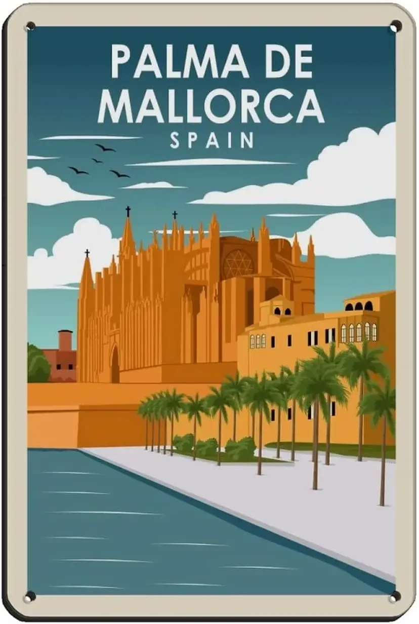 Palma De Palma Spagna Vintage Travel Poster Retro Poster Metal Tin Sign Chic Art Retro Iron Painting Bar People Cave