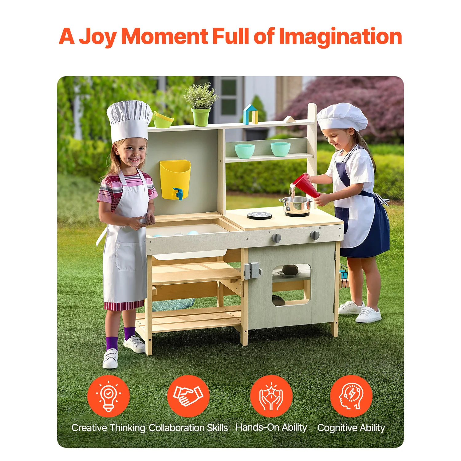 Wooden Outdoor Play Kitchen Set for Kids