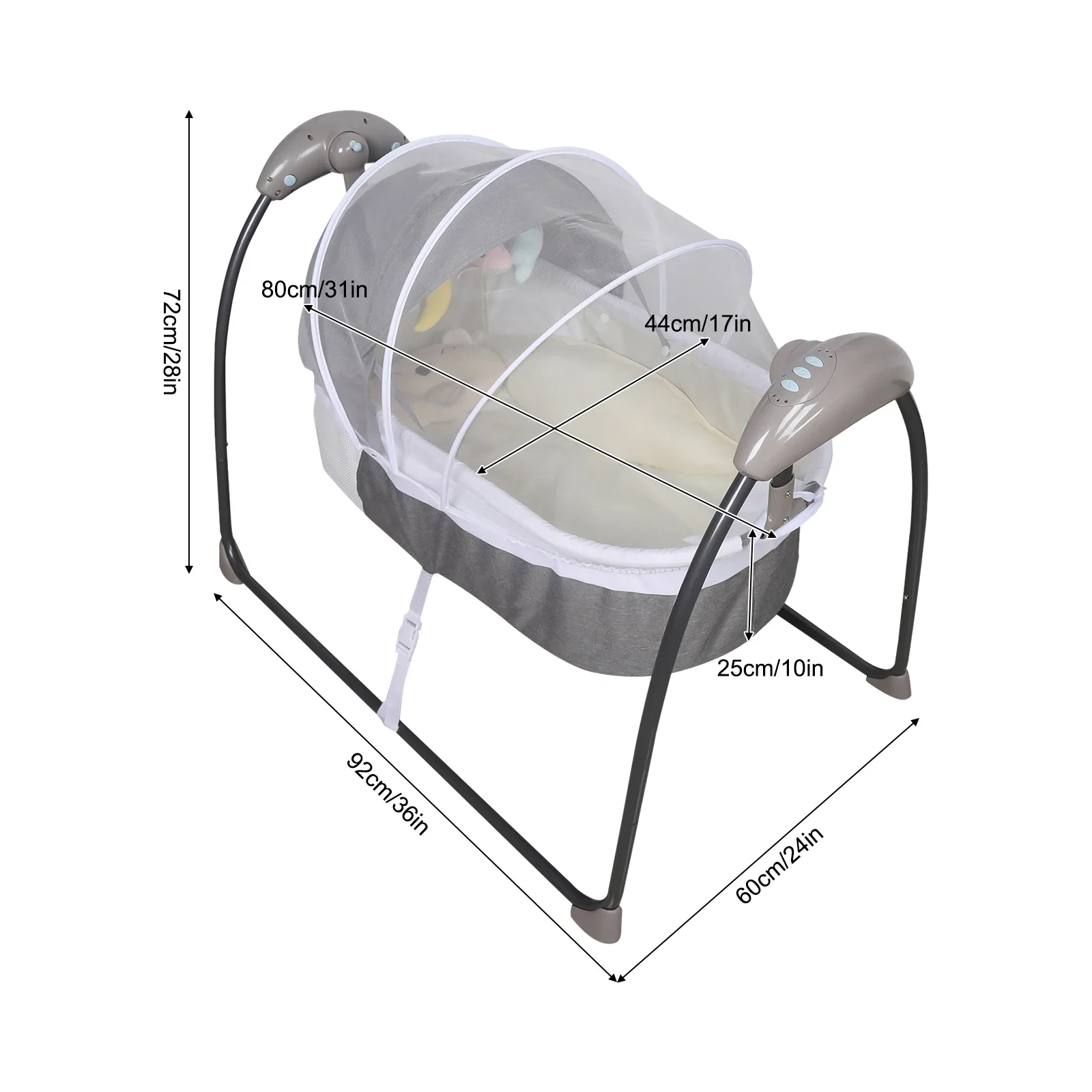 Elektrischer ferngesteuerter Baby-Türsteher, Auto-Schaukelstuhl mit intelligentem Bluetooth, Babywiege, Babymusik-Schaukelstuhl, graue Wiege – Detail 5