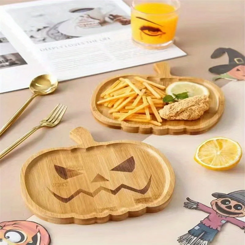 Halloween Wooden Tray Holiday Party Plate Party Venue Layout Props Halloween Creative Fruit Plate Household Kitchen Supplies