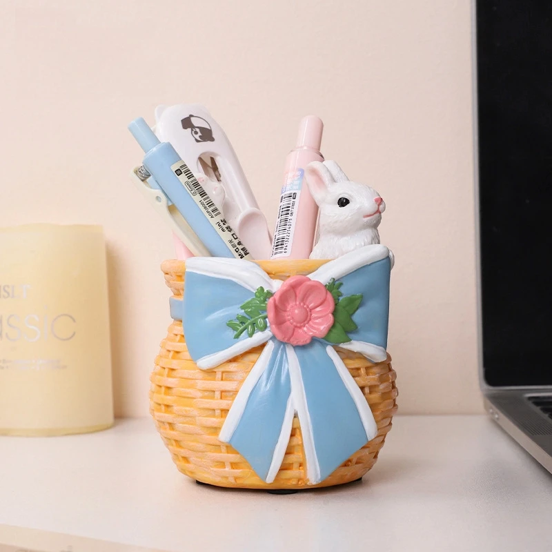 1pc 10*8*8cm Cute Imitation Crochet Pencil Holder Creative Study Desk Office Desktop Storage Decoration Cute Cartoon Small Gift