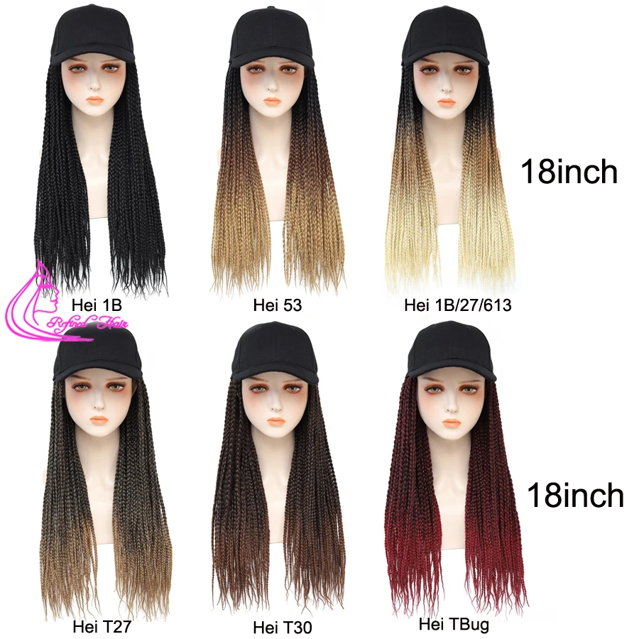 Synthetic Hair Wigs Hat Wig Baseball Cap with Synthetic Braiding Hair 24inch Long Braided Wig For Women Girls Daily Wear Ombre Blue Grey Brown Blond