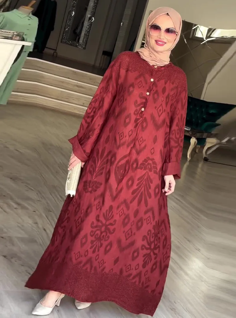 رمضان عيد المرأة المسلمة طباعة فستان جلابية العربية رداء طويل عباية دبي السعودية فيستدوس المغرب قفطان عبايات فساتين متواضعة