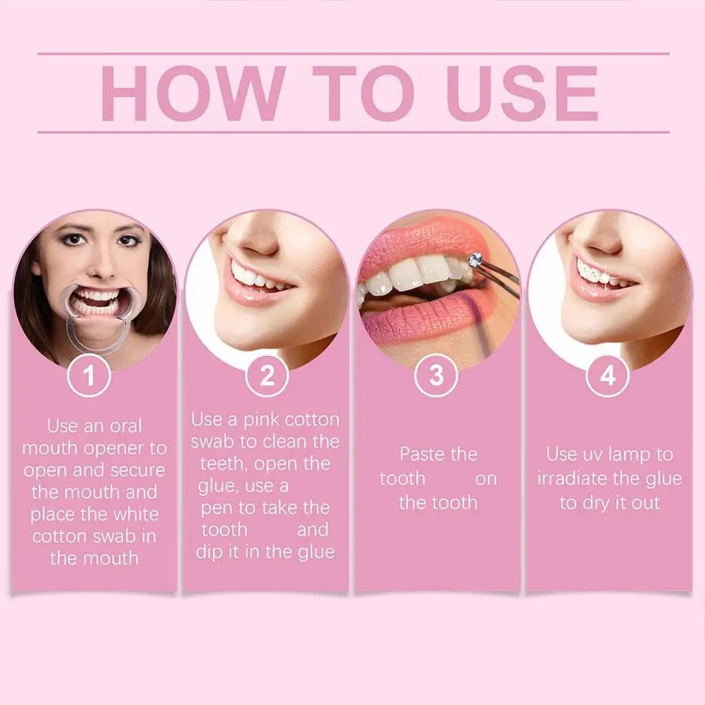 DIY 치아 보석 키트 슈퍼 점성 물 다이아몬드 크리스탈 쥬얼리 치아 장식 치아 쉽게 제거 설치 치아 쥬얼리 키트
