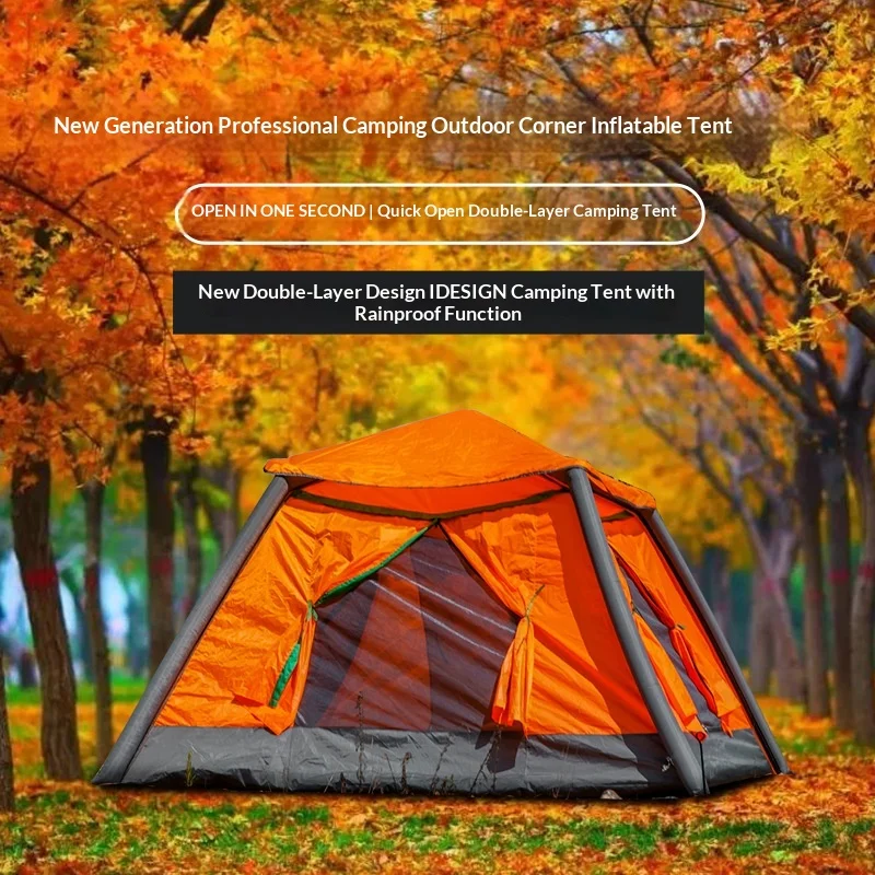 팽창식 퀵 오픈 캠핑 텐트 이중 레이어 텐트 휴대용 캠핑 두꺼운 팽창식 텐트 야외용