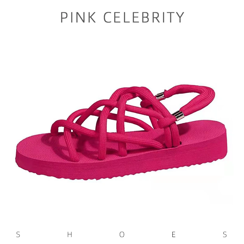 WomensSandals2022FashionCrossStrapSolidColorSandalsLargeSize